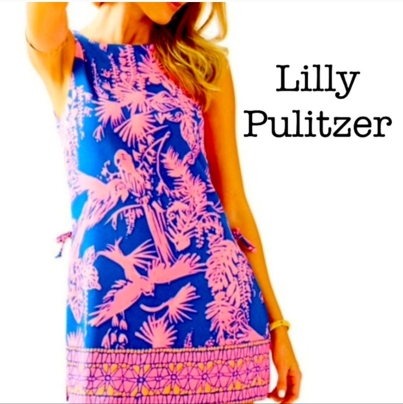 Lilly Pulitzer Pants - Lilly Pulitzer Donna Sleeveless Romper Shift Dress Night Caw Blue Pink Size 2